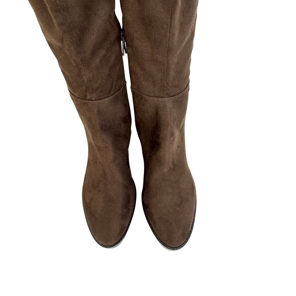 Calvin Klein Dark Brown Faux Suede Over Knee Stretch Boots Womens 8M - Picture 9 of 16